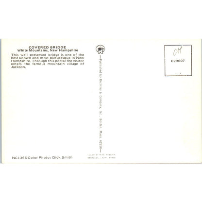 Jackson Bridge White Mountains NH Covered Bridge Postcard PC4