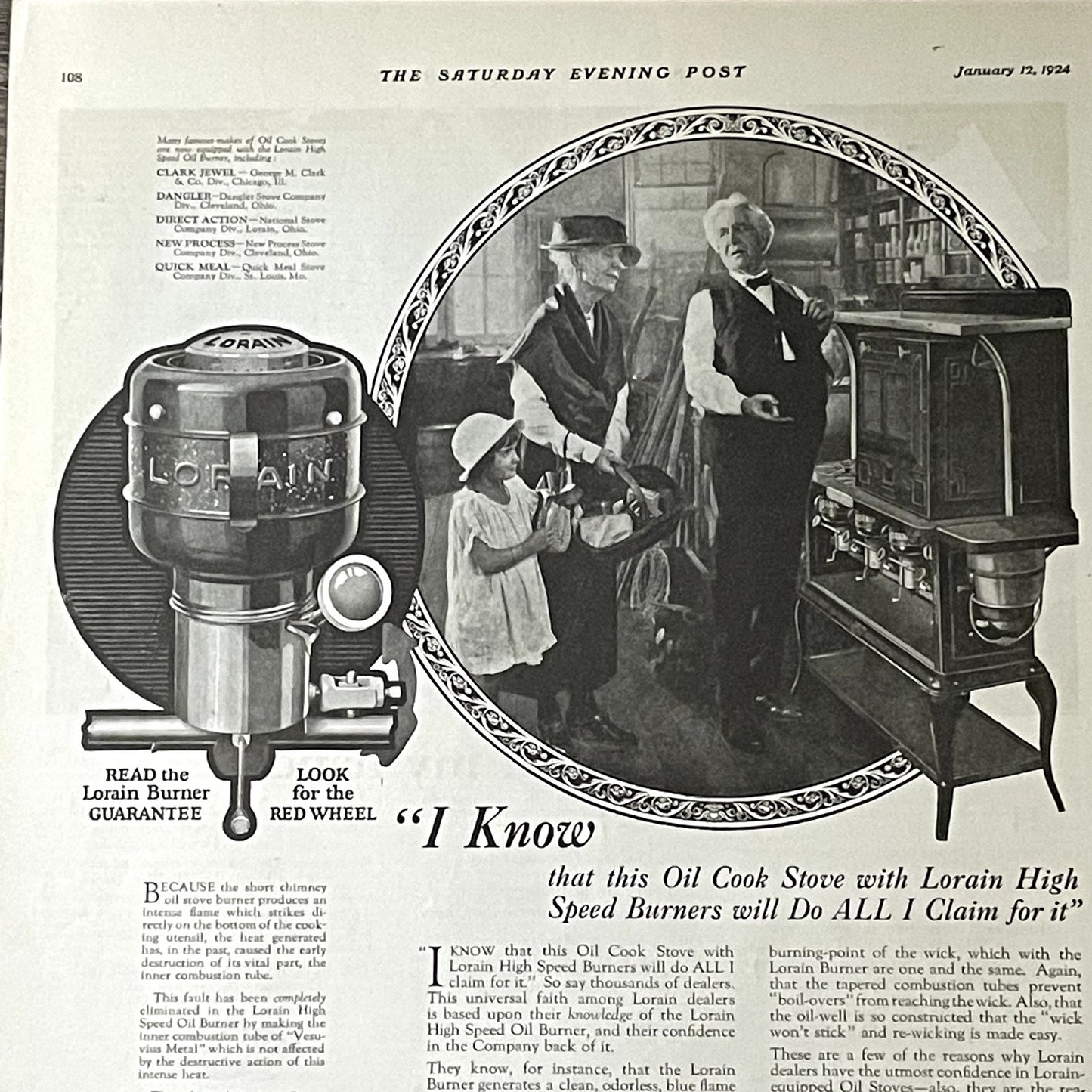 1924 Lorain High Speed Oil Burner American Stove St. Louis Magazine Ad 11x15 V11