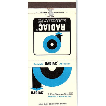 Radiac A.P. De Sano & Son Phoenixville PA Vintage Matchbook TB6-MB2-12