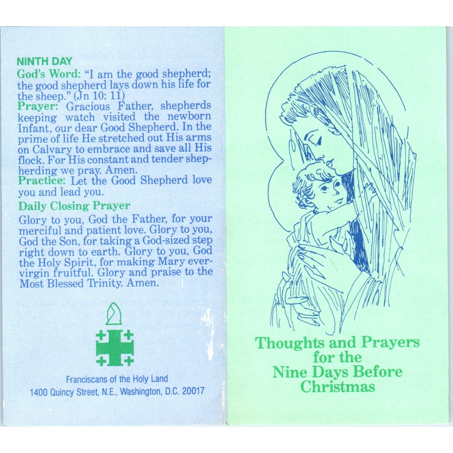 Thoughts & Prayers for the 9 Days Before Christmas Vintage Leaflet TH2-PC2