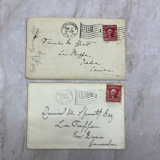 1908 Daniel M. Spratt La Trappe Quebec Set of 2 Postal Cover Envelopes TG9-PC-10