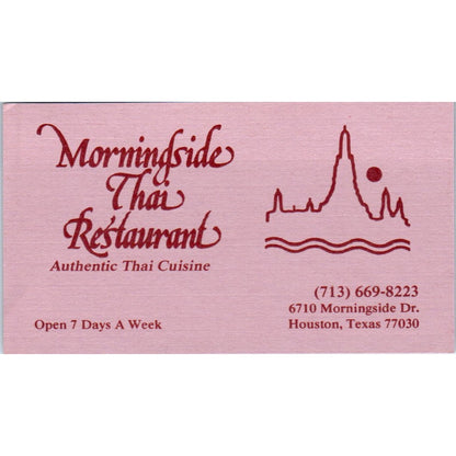 Morningside Thai Restaurant Houston TX Vintage Business Card SE3-B6