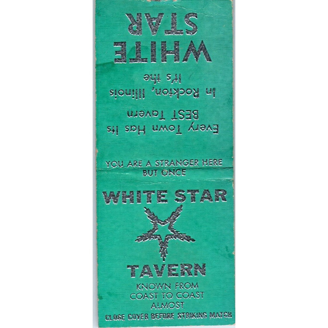 White Star Tavern Rockton IL Vintage Matchbook Cover SD2-Y14