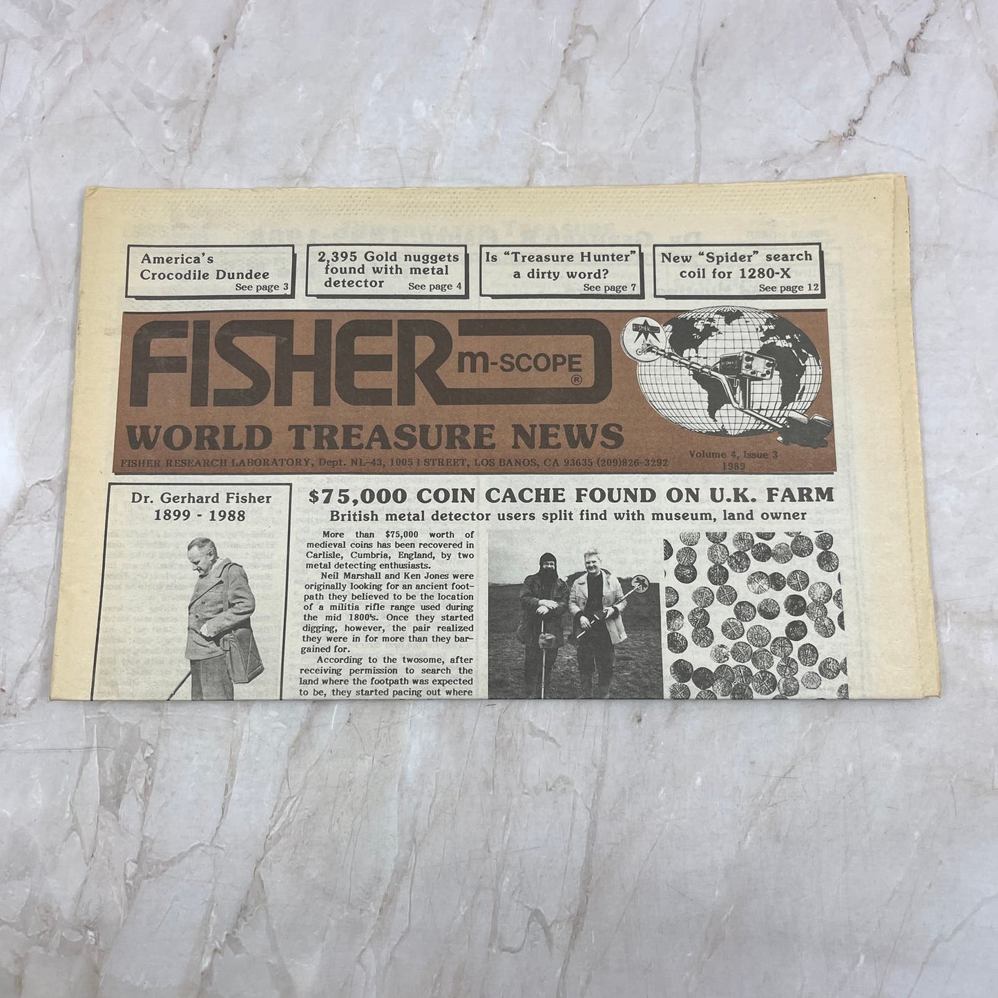 1989 Vol 4 No 3 Fisher M-Scope World Treasure News Newspaper Metal Detectors M20