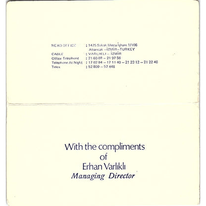 General Shipchandler Co Erhan Varlikli Izmir Turkey Vintage Business Card TH2-B2
