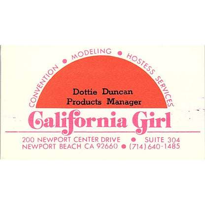 Dottie Duncan California Girl Newport Beach CA Vintage Business Card SE5-B4