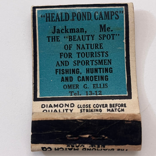 Heald Pond Camps Jackman ME Vintage Matchbook Cover TB8-MB-9