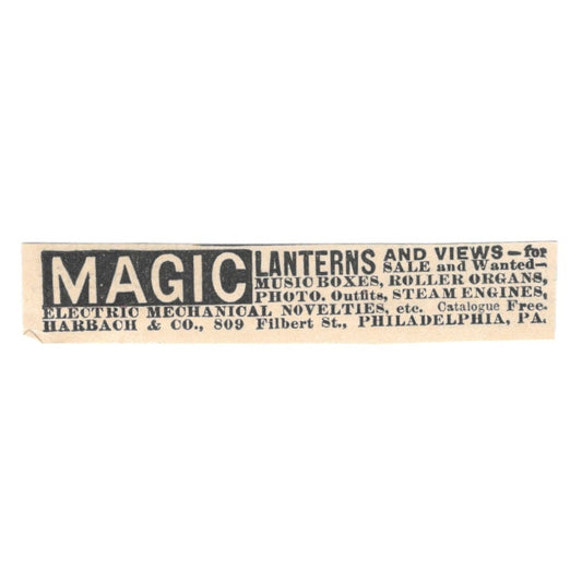 Magic Lanterns and Views Harbach & Co Philadelphia PA 1892 Magazine Ad AK6-S4