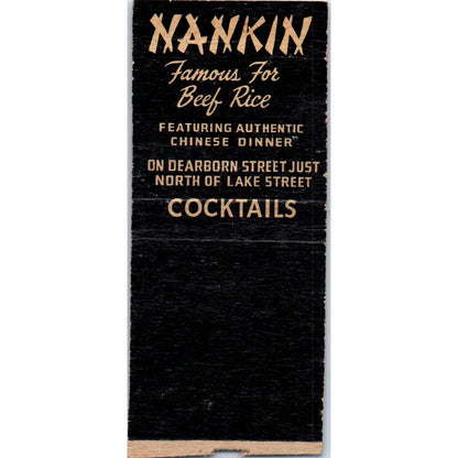 Nankin Chinese Restaurant 230 N. Dearborn St. Chicago Vintage Matchbook SD2-Y5