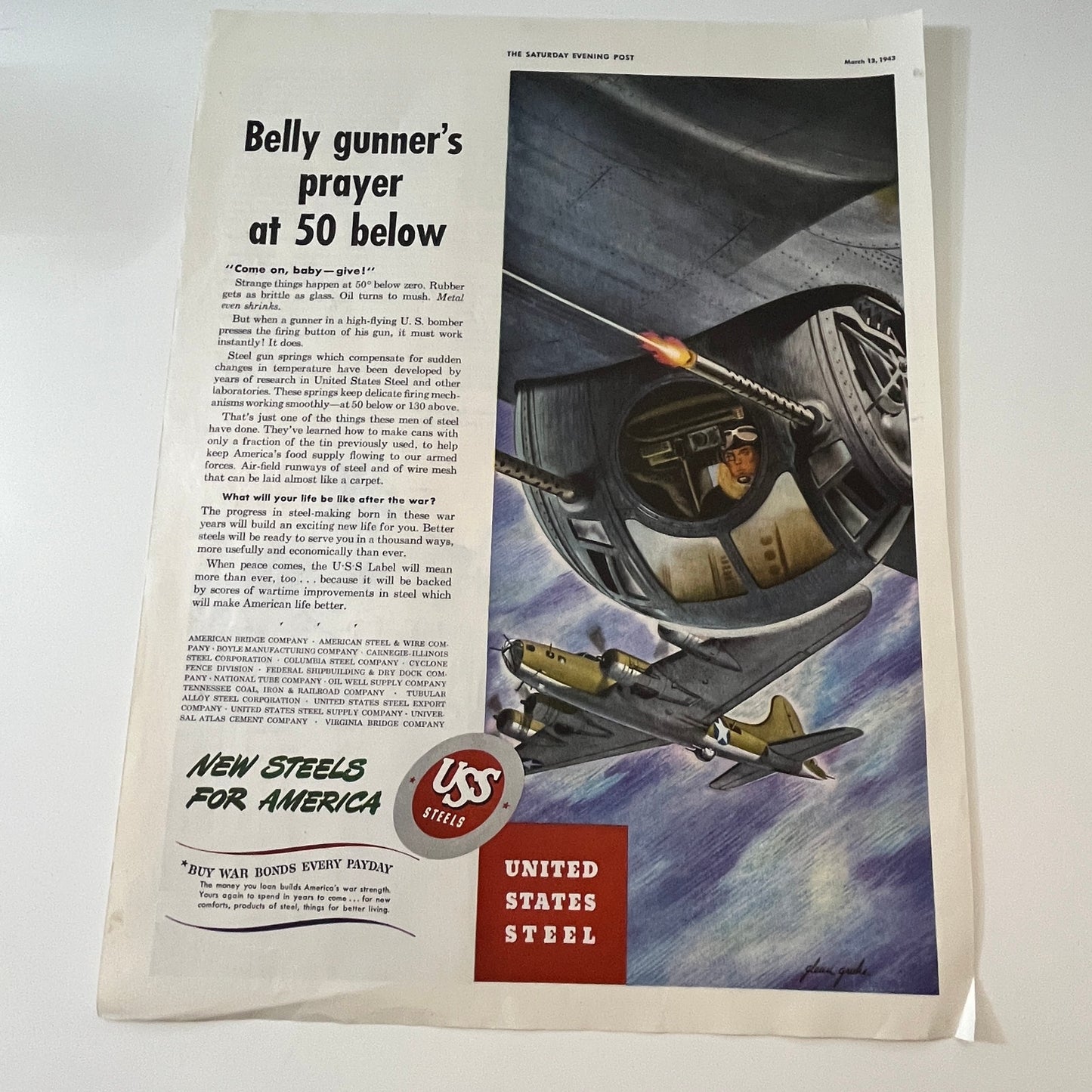 United States Steel - New Steel for America 1943 WWII Ad SV1-6