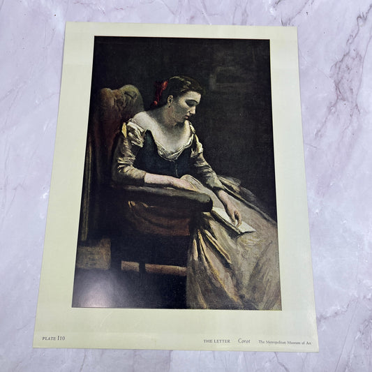 The Letter - Corot Lithograph 9.5x12.5" Art Print V20