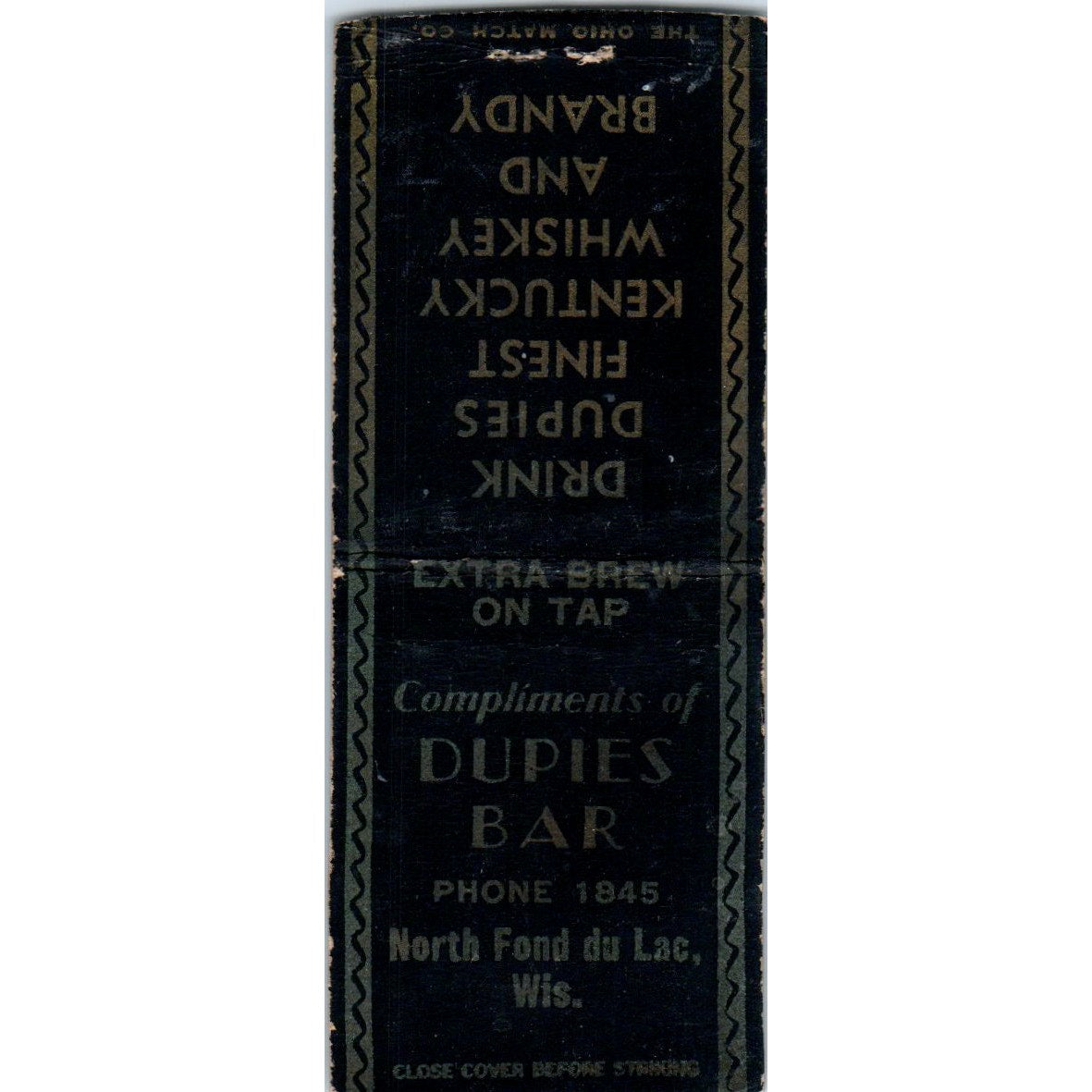 Dupies Bar North Fond Du Lac WI Vintage Matchbook Cover SD2-Y6