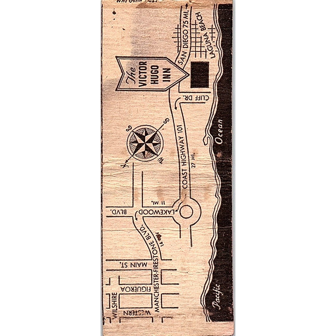 The Victor Hugo Inn Hugo Aleidis Laguna Beach CA Vintage Matchbook Cover SF3-Y6