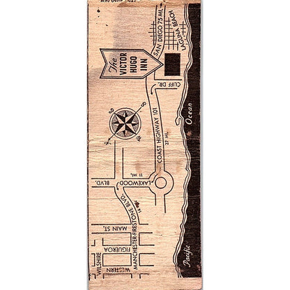 The Victor Hugo Inn Hugo Aleidis Laguna Beach CA Vintage Matchbook Cover SF3-Y6