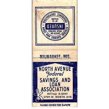 North Avenue Federal Savings Milwaukee Vintage Matchbook Cover SF3-Y4