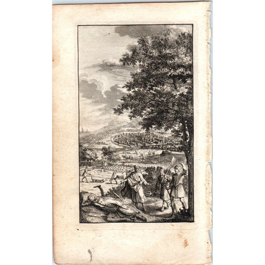 c1780 Original French Engraving Plate Sir Thomas More Utopia Agriculture AE5-FE