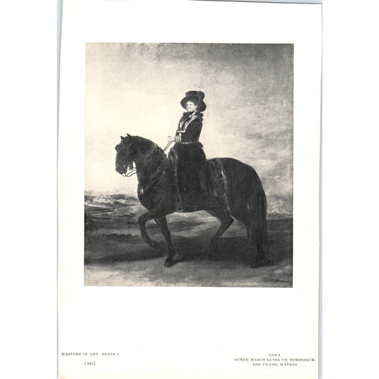 Queen Maria Luisa on Horseback - Goya c1905 Art Print D14