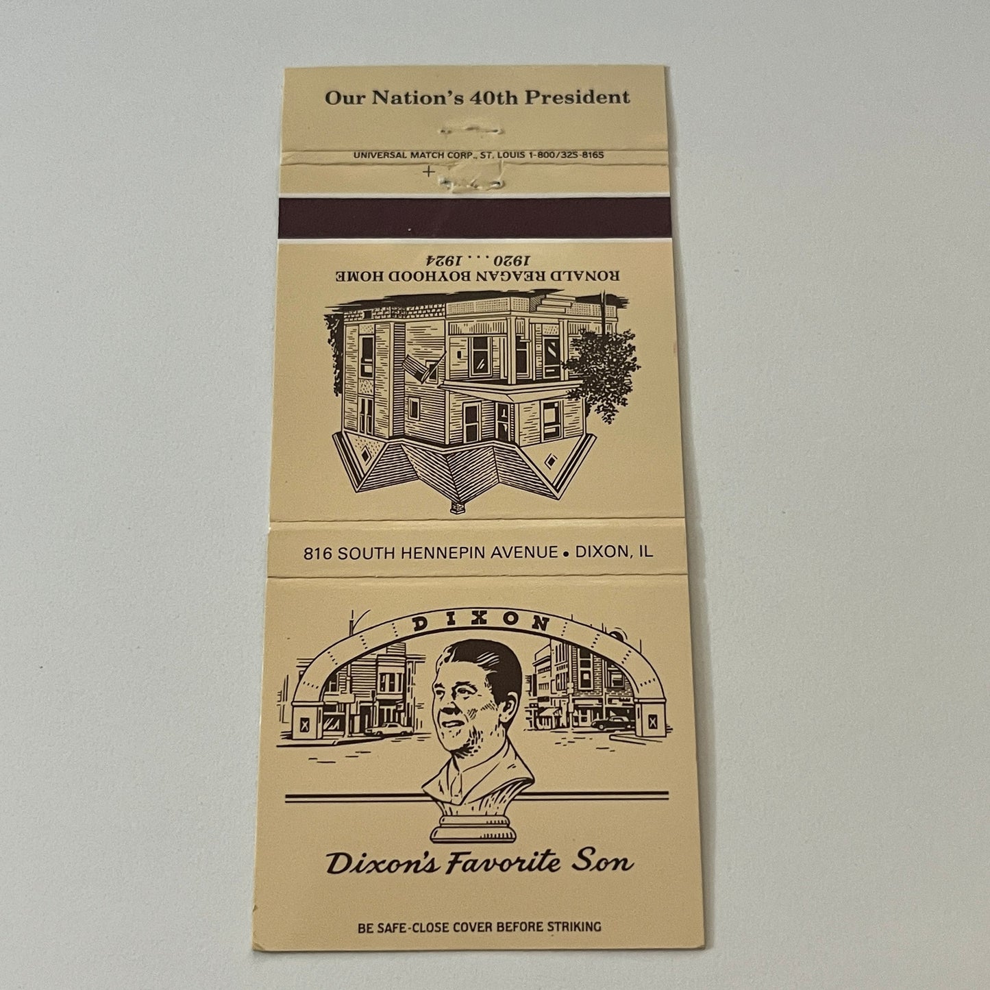 Ronald Reagan Dixon's Favorite Son Dixon National Bank Matchbook Cover TB6-MB2-6