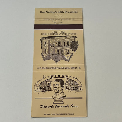 Ronald Reagan Dixon's Favorite Son Dixon National Bank Matchbook Cover TB6-MB2-6