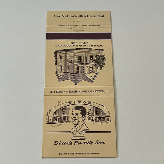 Ronald Reagan Dixon's Favorite Son Dixon National Bank Matchbook Cover TB6-MB2-6