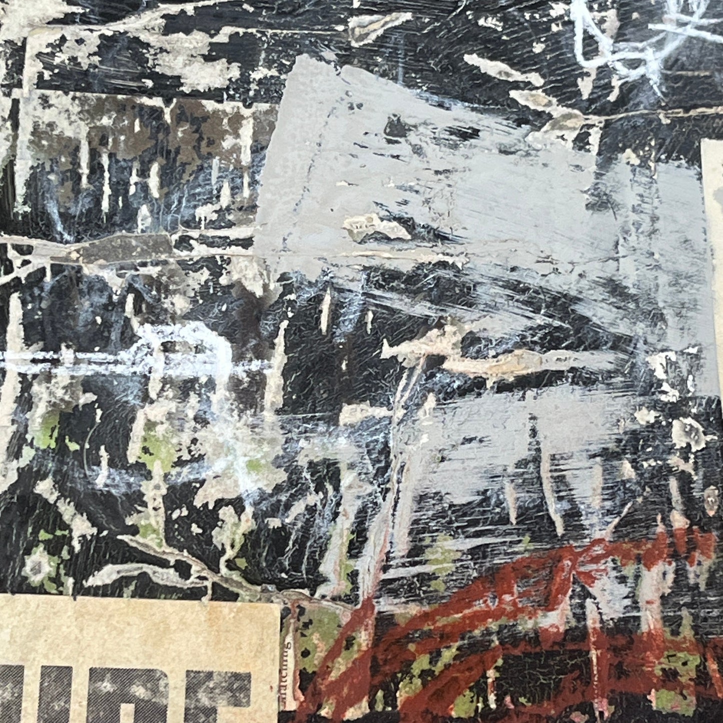 Original Grunge Minimalist Modern Art Collage Painting 8.5x11 "Tube" Signed