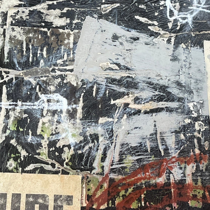 Original Grunge Minimalist Modern Art Collage Painting 8.5x11 "Tube" Signed