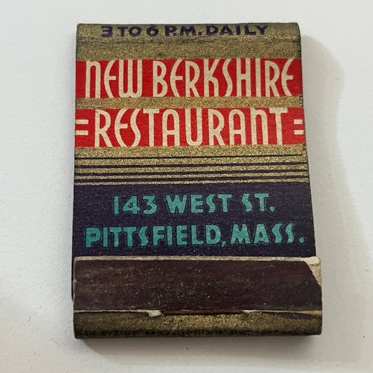 New Berkshire Restaurant 143 West St Pittsfield MA Matchbook Cover TB6-MB1-2