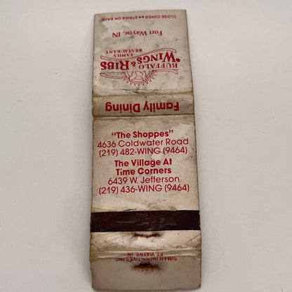 Buffalo Wings & Ribs Family Restaurant Fort Wayne IN Vtg Matchbook TB6-MB2-15