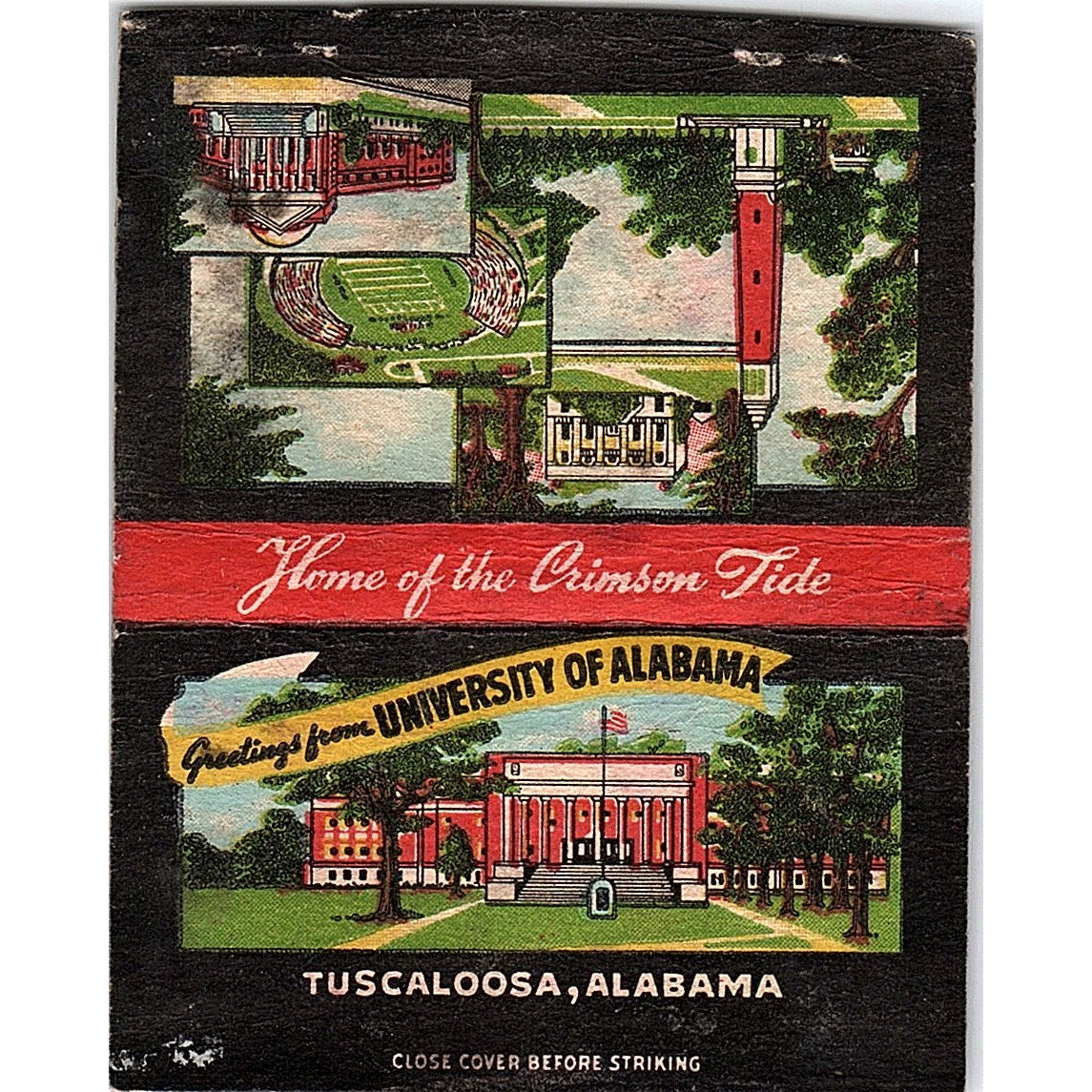 Crimson Tide University of Alabama Tuscaloosa Vtg Large Matchbook Cover ML1-8