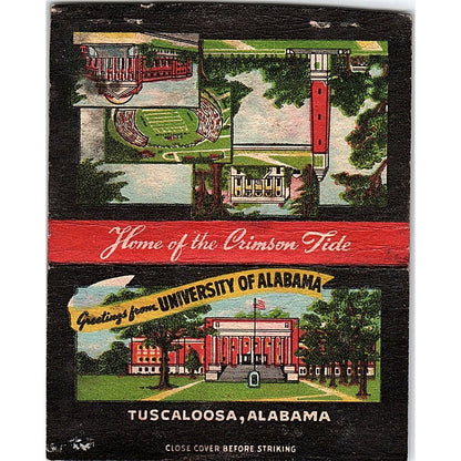 Crimson Tide University of Alabama Tuscaloosa Vtg Large Matchbook Cover ML1-8