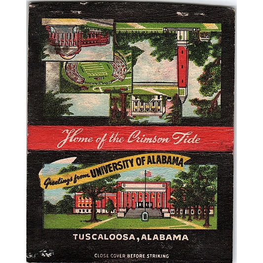 Crimson Tide University of Alabama Tuscaloosa Vtg Large Matchbook Cover ML1-8