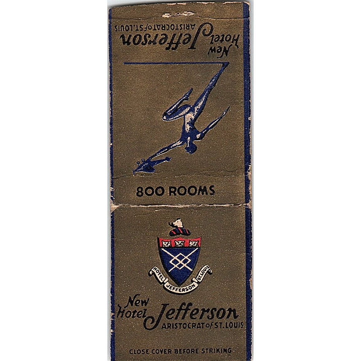 New Hotel Jefferson Aristocrat of St. Louis Vintage Matchbook Cover SC7-Y10
