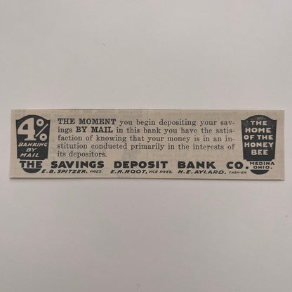 The Savings Deposit Bank Co Medina - EB Spitzer ER Root HE Aylard 1926 Ad AG3-M8