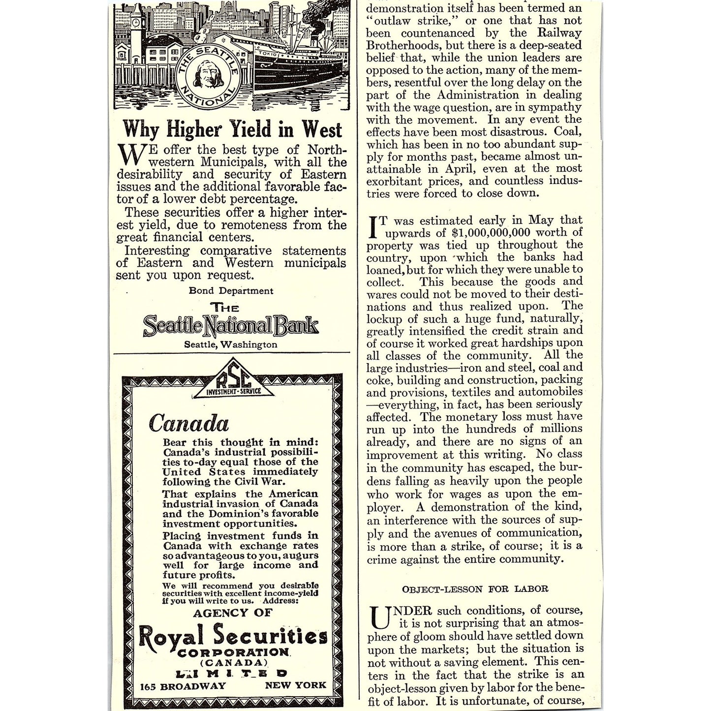 Hornblower & Weeks Investment Securities c1920 Ad AF8-9