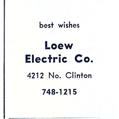 Loew Electric Co 4212 No. Clinton Fort Wayne Indiana 1964 Ad AG1-S11