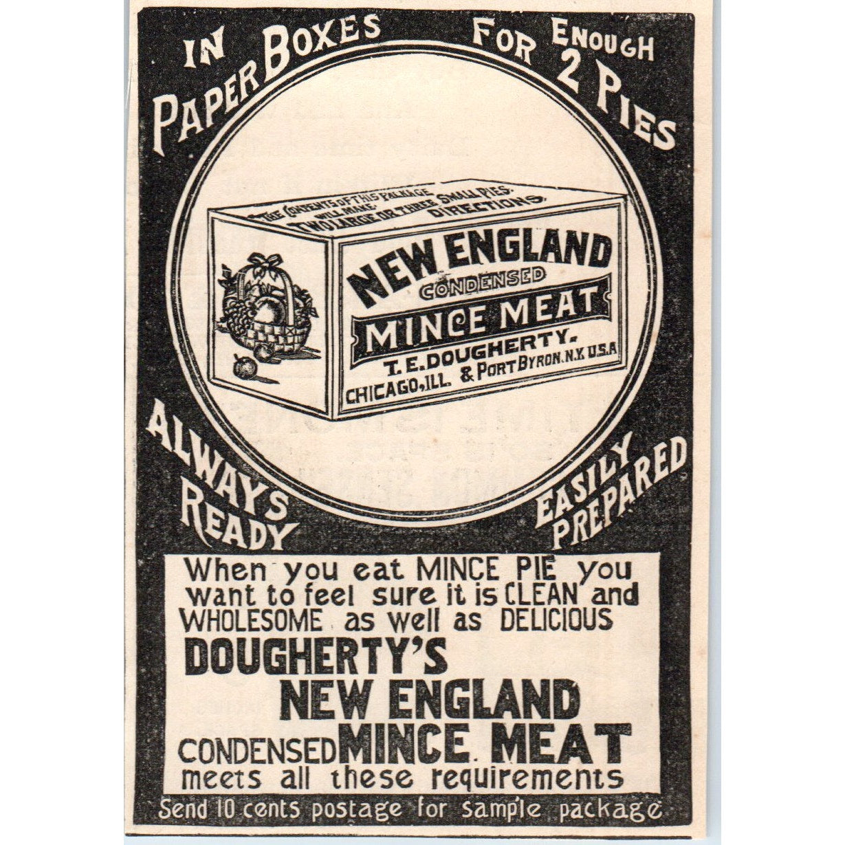 T.E. Dougherty's New England Mince Meat 1892 Magazine Ad AK6-M1