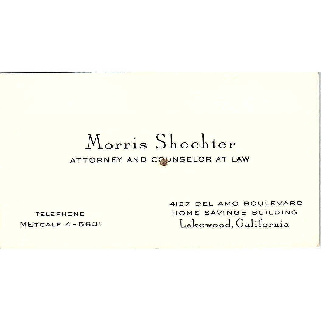 Morris Shechter Attorney Lakewood CA Vintage Business Card SE3-B12