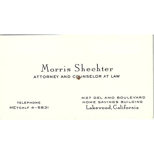 Morris Shechter Attorney Lakewood CA Vintage Business Card SE3-B12