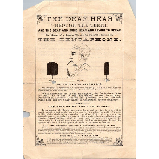 1880 The Dentaphone - The Deaf Hear Through Teeth Cincinnati Leaflet K23