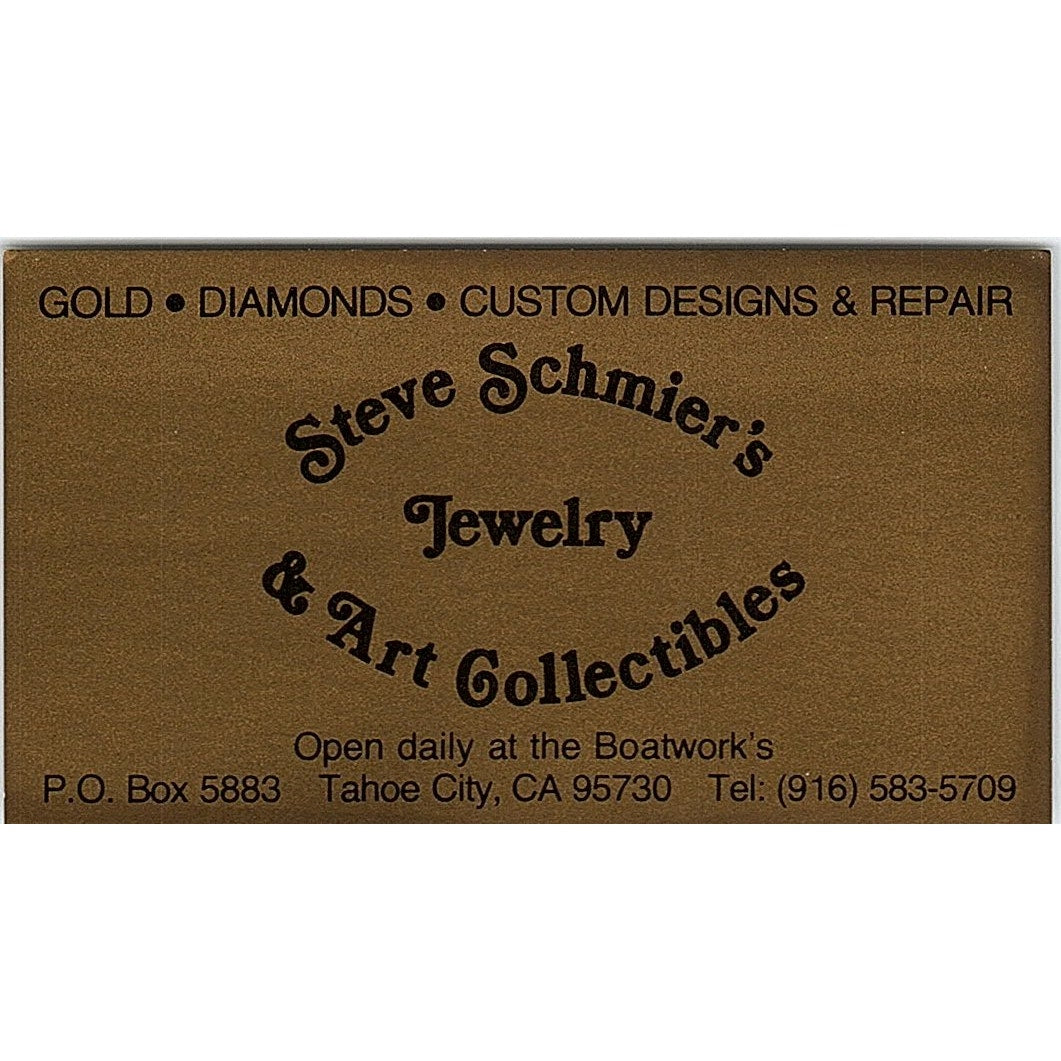 Steve Schmers Jewlry & Arts Collectibles Tahoe CA Vintage Business Card SB4-B10