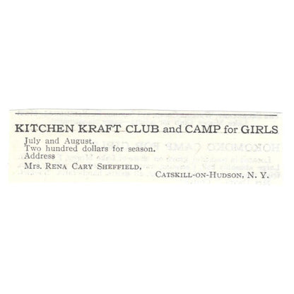 Kitchen Kraft Club Rena Cary Sheffield Catskill on Hudson c1918 Advert AE5-SA9