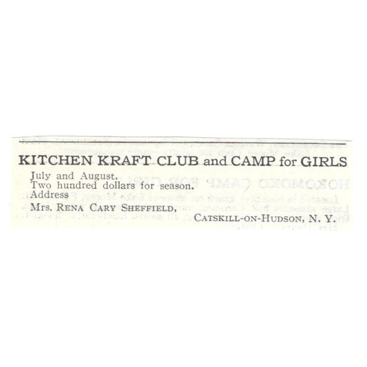 Kitchen Kraft Club Rena Cary Sheffield Catskill on Hudson c1918 Advert AE5-SA9