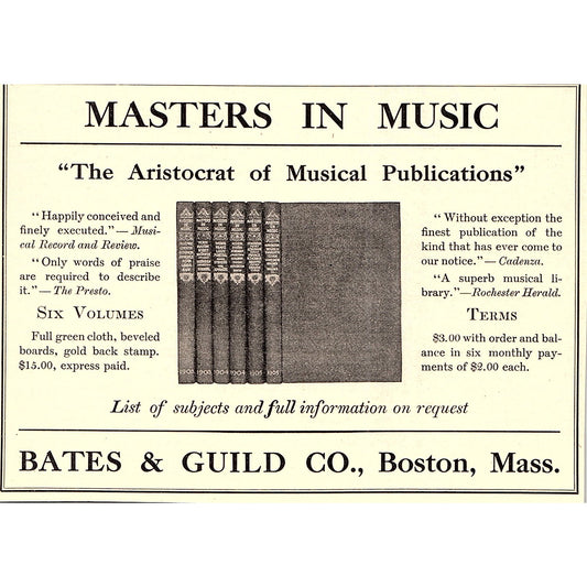 Masters in Music - Bates & Guild Co Boston - 1908 Ad AF4-3