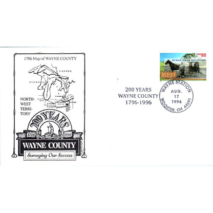 1996 Wayne County Wooster OH 200 Year Anniversary Postal Cover TI5-PC1