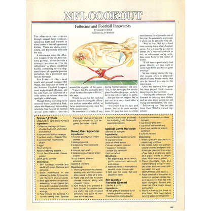NFL Geri & Bill Walsh Recipes by Garry Niver 8x11" 1981 Ad D26