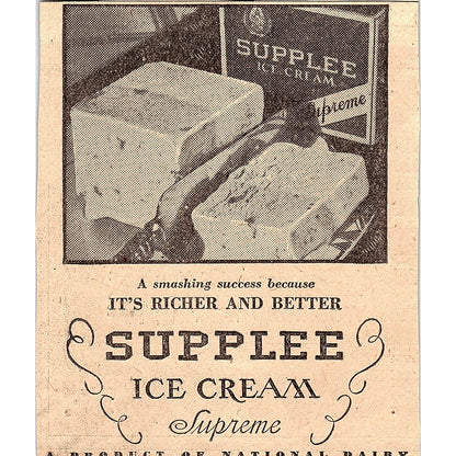 Supplee Ice Cream Supreme 1931 Ad AG3-4