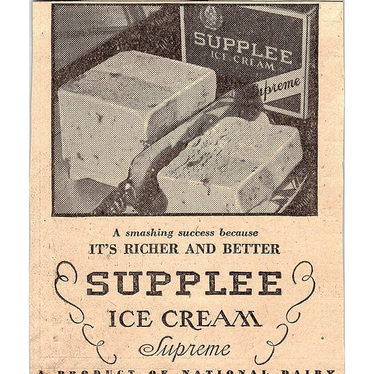 Supplee Ice Cream Supreme 1931 Ad AG3-4