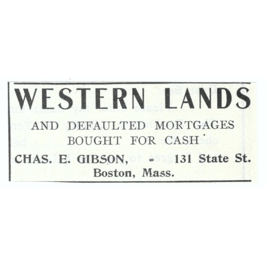 Western Lands Chas. E. Gibson Boston MA 1903 Magazine Ad AF7-SS2