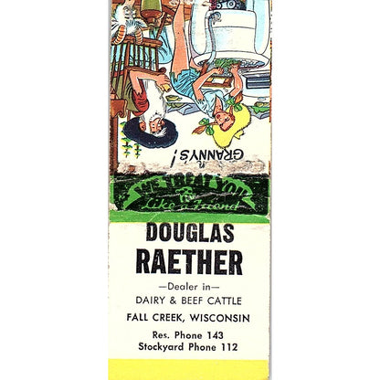 Douglas Raether Fall Creek WI Vintage Matchbook Cover SC7-Y6