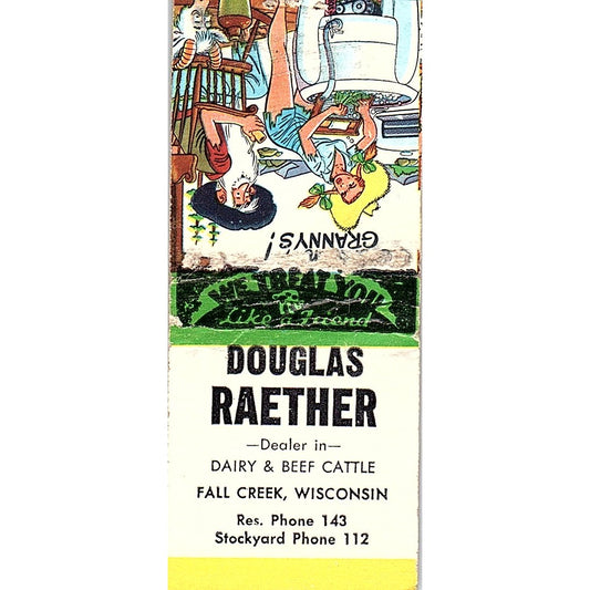 Douglas Raether Fall Creek WI Vintage Matchbook Cover SC7-Y6